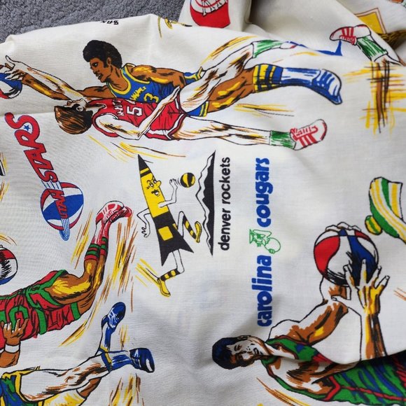RARE Vintage 60’s 70’s ABA American Basketball Association Fabric 108" x 90" - Picture 9 of 10